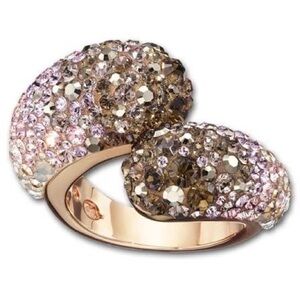 Swarovski Louise Rose GoldCrystal Ring in Pink and Brown 52
